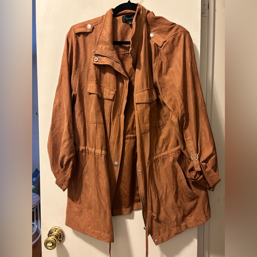 3/4 sleeve faux suede jacket
